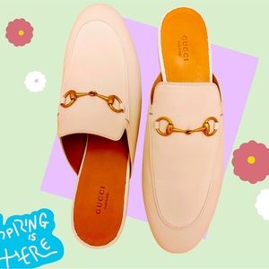 NWOB GUCCI PRINCETOWN WHITE LEATHER MULES/SLIPPERS